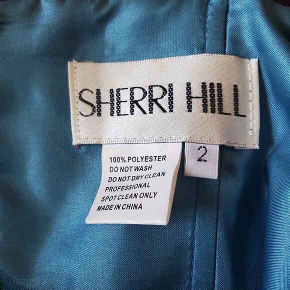Sherri Hill Aqua Blue Glam Beaded Maxi Prom Formal Ball Gown Dress, Size 2 - Picture 3 of 7